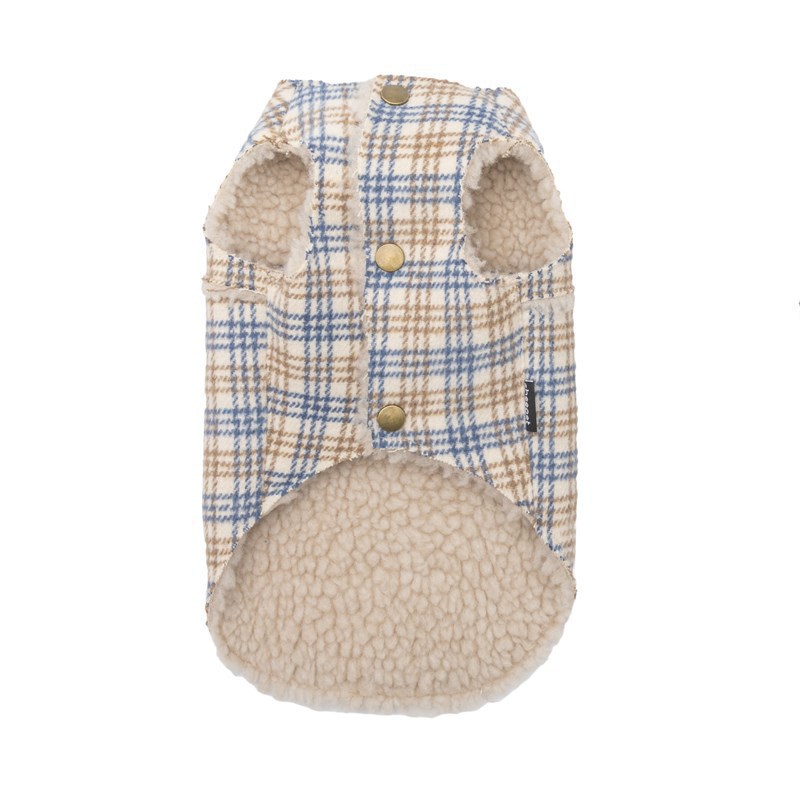 KFX-2549565 Cozy Velvet Cotton-Padded Vest for Small Dogs and Cats in Pink and Blue