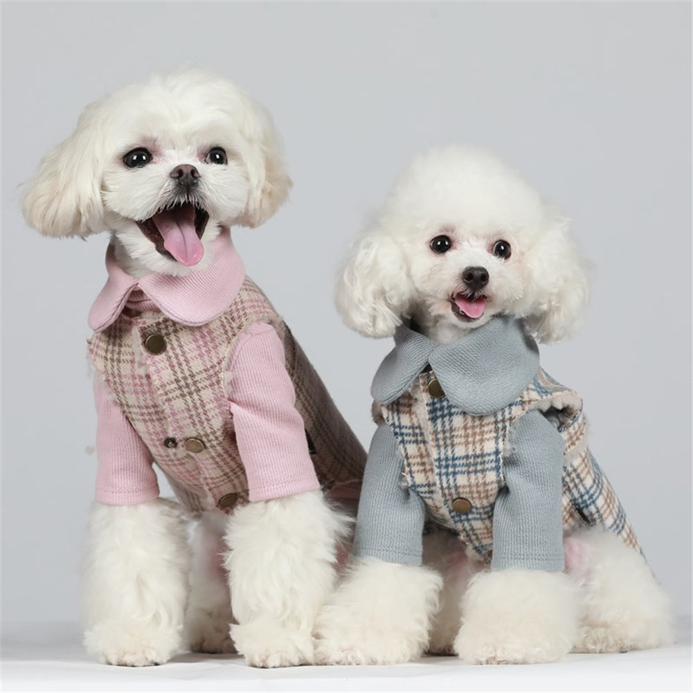 KFX-2549565 Cozy Velvet Cotton-Padded Vest for Small Dogs and Cats in Pink and Blue