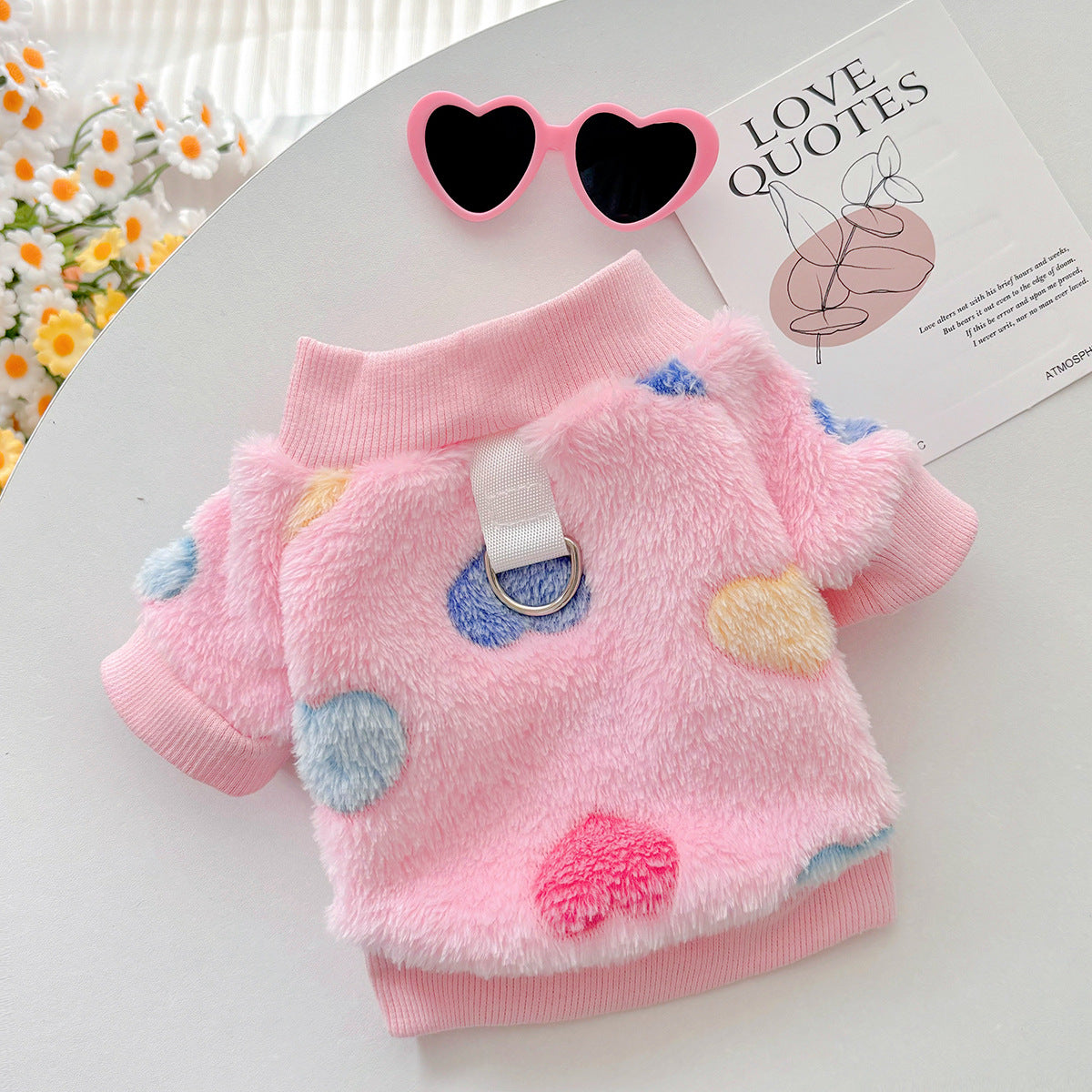 KFX-2550461 Cozy Cotton Flannel Pet Clothing in Pink Love and Blue Paw Print