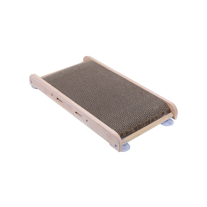 KFX-2551357 Solid Wood Vertical Cat Scratcher with Corrugated Paper Claw Grinder