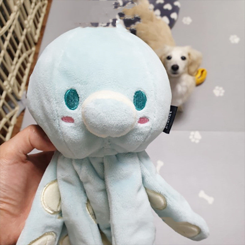KFX-2551997 Cute Blue Octopus Dog Toy with Tibetan Food Sound Paper, 23x11cm