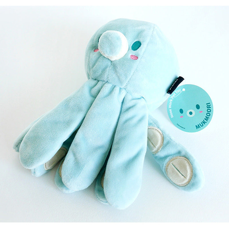 KFX-2551997 Cute Blue Octopus Dog Toy with Tibetan Food Sound Paper, 23x11cm