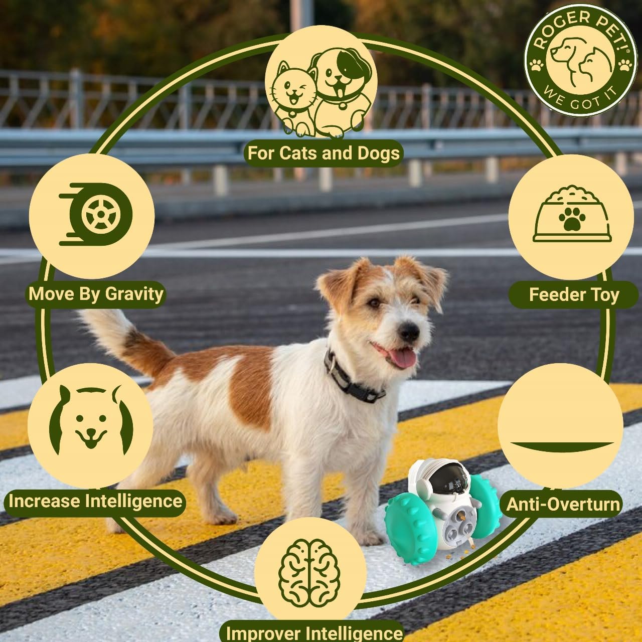KFX-2552637 Interactive Food Dispenser Toy for Small Dogs and Cats - Durable Slow Feeder Puzzle for Problem-Solving and Weight Management