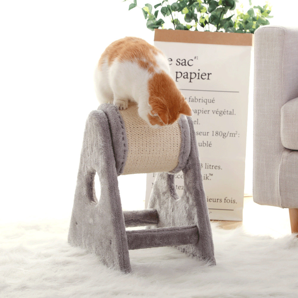 KFX-2554429 Small DIY Cat Climbing Frame with Dual-Axis Roller and Sisal Bucket for Play and Relaxation