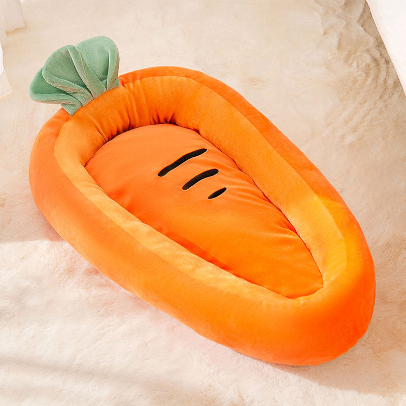 KFX-2555197 Carrot-shaped Soft Semi-closed Cat Nest for Cats up to 15 lbs - Washable, Non-slip Design