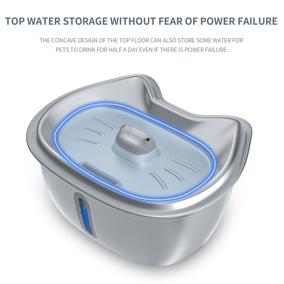 KFX-2556989 3L Stainless Steel Pet Water Dispenser with Filter for Cats - Durable and Easy to Clean