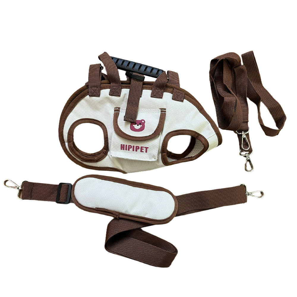 KFX-2558525 Outdoor Traction Backpack Set for Dogs and Cats with Leash and Harness, Breathable Design for Carrying Comfort