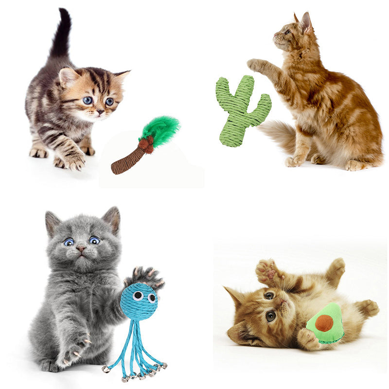 KFX-2559549 Durable Cat Toy - Green Cactus Design Made of Wired Paper for Fun and Exercise