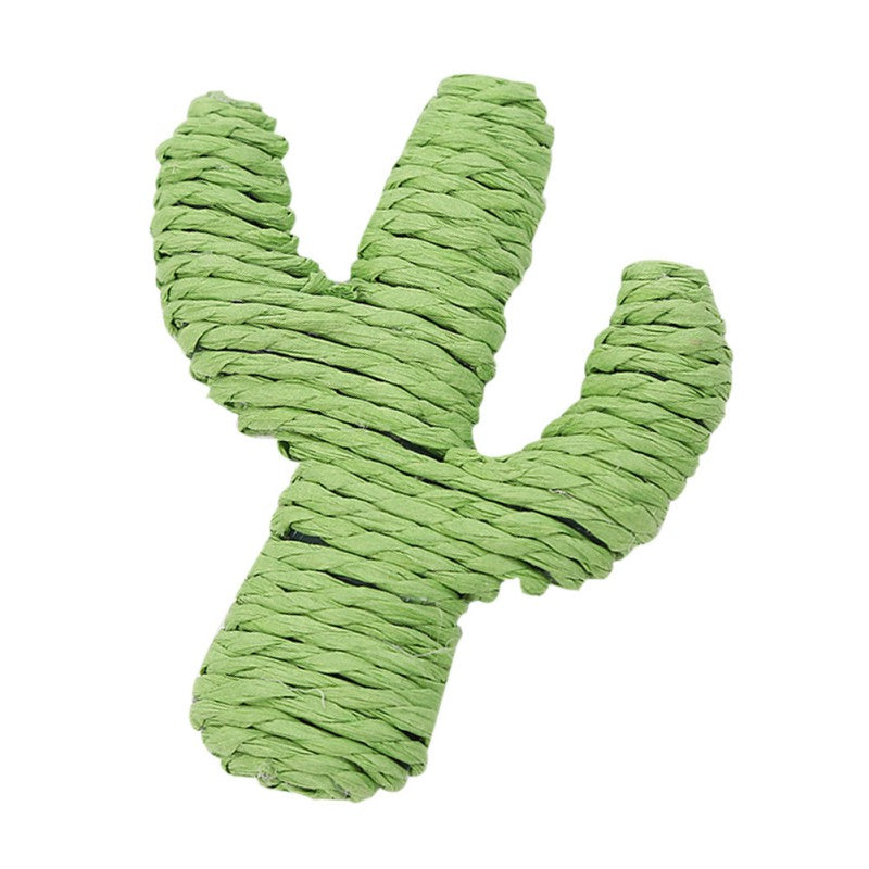 KFX-2559549 Durable Cat Toy - Green Cactus Design Made of Wired Paper for Fun and Exercise