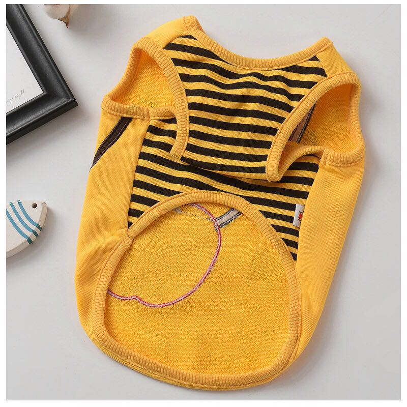 KFX-2561469 Stretch Cotton Terry Dog Vest for Small and Medium Breeds, Hair Loss Prevention in White and Yellow
