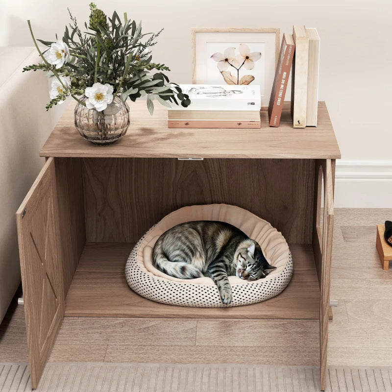 KFX-2562365 Cat Litter Box Enclosure with Drawers - Stylish, Concealed Design for Privacy and Easy Access