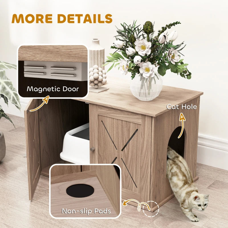 KFX-2562365 Cat Litter Box Enclosure with Drawers - Stylish, Concealed Design for Privacy and Easy Access