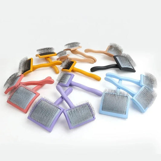 KFX-2562493 Solid Wood Pet Comb with Rubber Effect – Various Sizes and Colors for Cats and Dogs