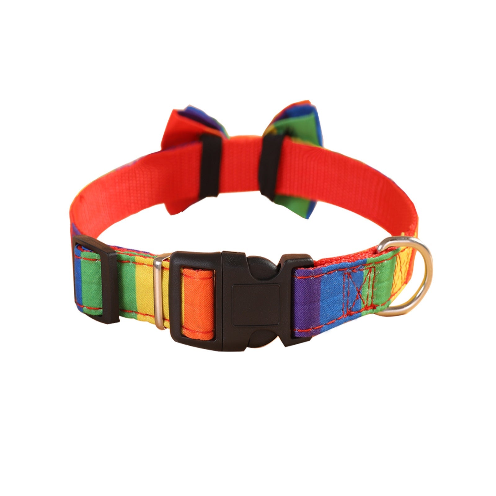 KFX-2564669 Rainbow Bow Tie Pet Collar for Cats and Dogs, Leisure Style, Multiple Sizes Available