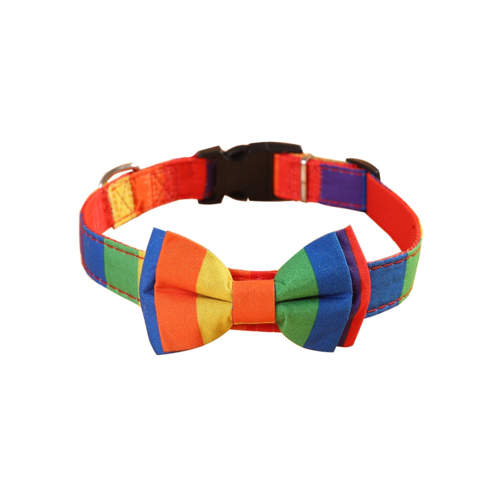 KFX-2564669 Rainbow Bow Tie Pet Collar for Cats and Dogs, Leisure Style, Multiple Sizes Available