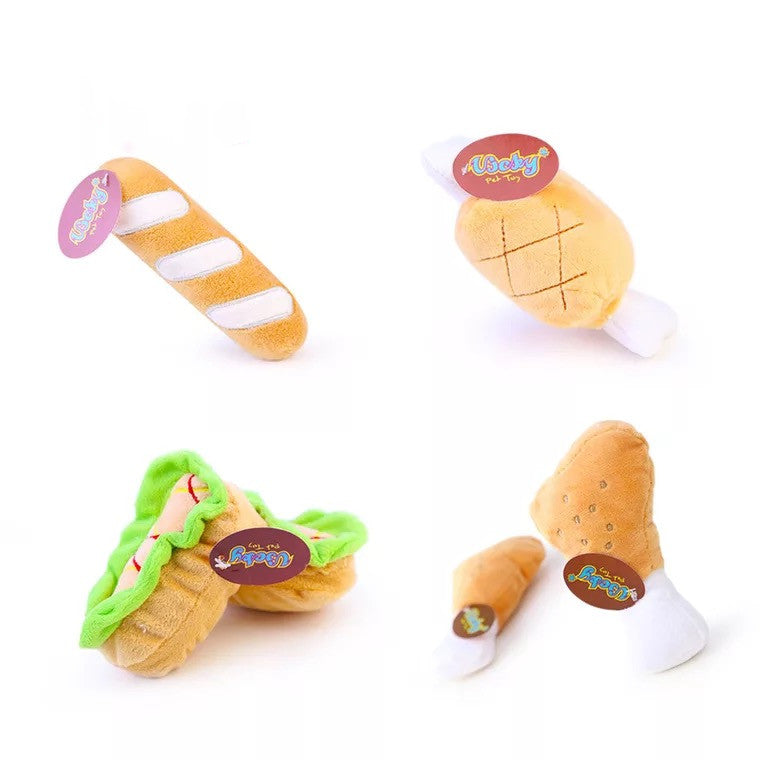 KFX-2566333 Plush Food-Themed Pet Toy for Dogs and Cats - Varied Designs Available