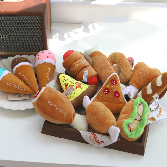 KFX-2566333 Plush Food-Themed Pet Toy for Dogs and Cats - Varied Designs Available