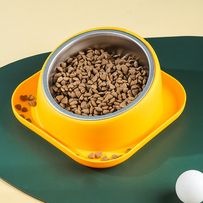 KFX-2566845 Oblique Cat and Dog Food Bowl - Anti-Tumble Design in White, Yellow, and Orange