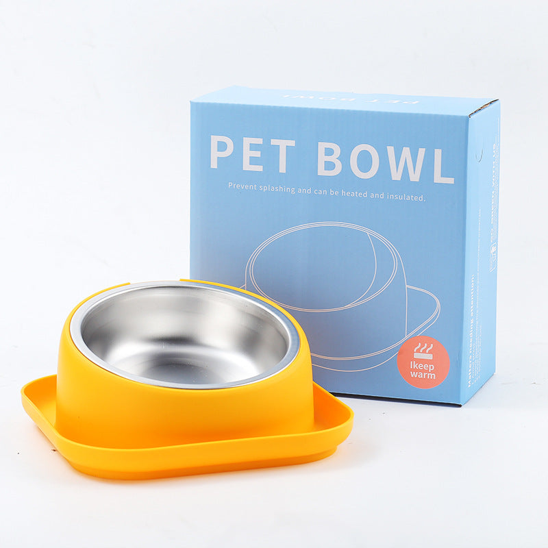 KFX-2566845 Oblique Cat and Dog Food Bowl - Anti-Tumble Design in White, Yellow, and Orange