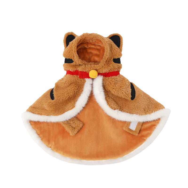 KFX-2567229 Cozy Tiger Spot Thickened Plush Cloak for Small Dogs