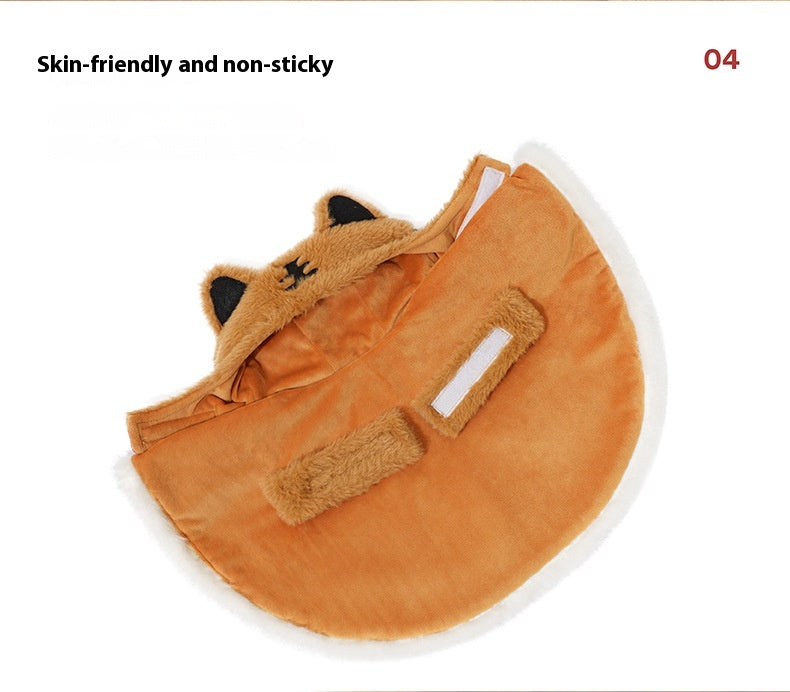 KFX-2567229 Cozy Tiger Spot Thickened Plush Cloak for Small Dogs