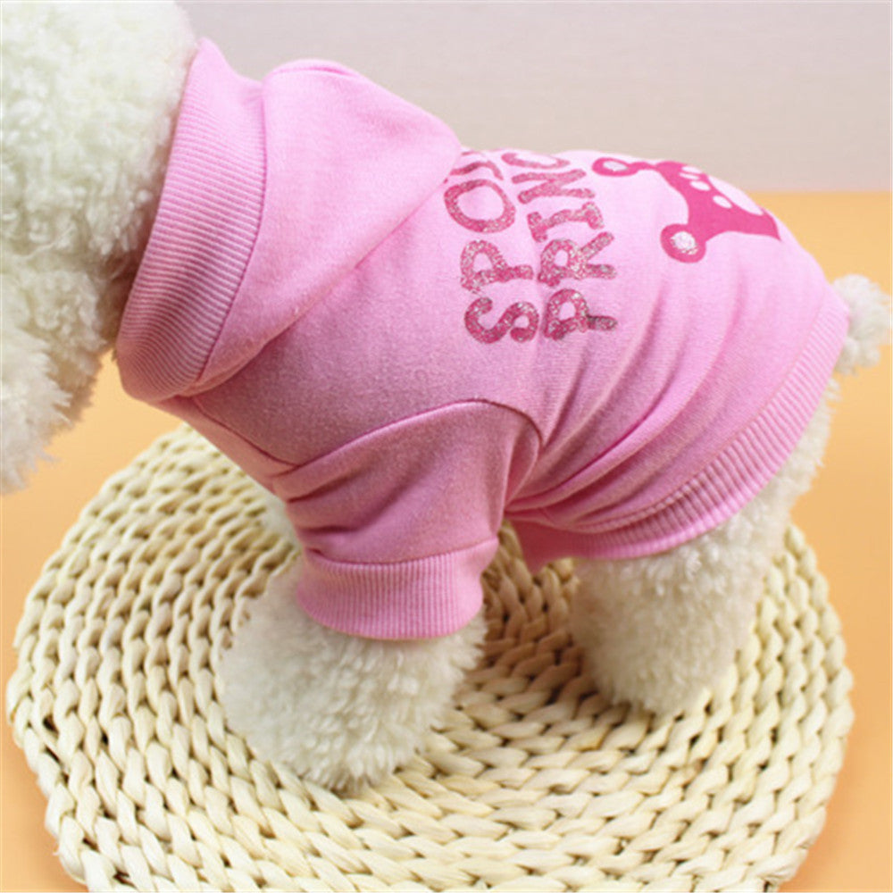 KFX-2570813 Pink Princess Hooded T-Shirt for Cats and Dogs, Cotton Material, Sizes XS-XL