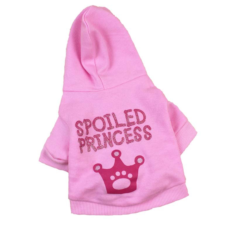 KFX-2570813 Pink Princess Hooded T-Shirt for Cats and Dogs, Cotton Material, Sizes XS-XL