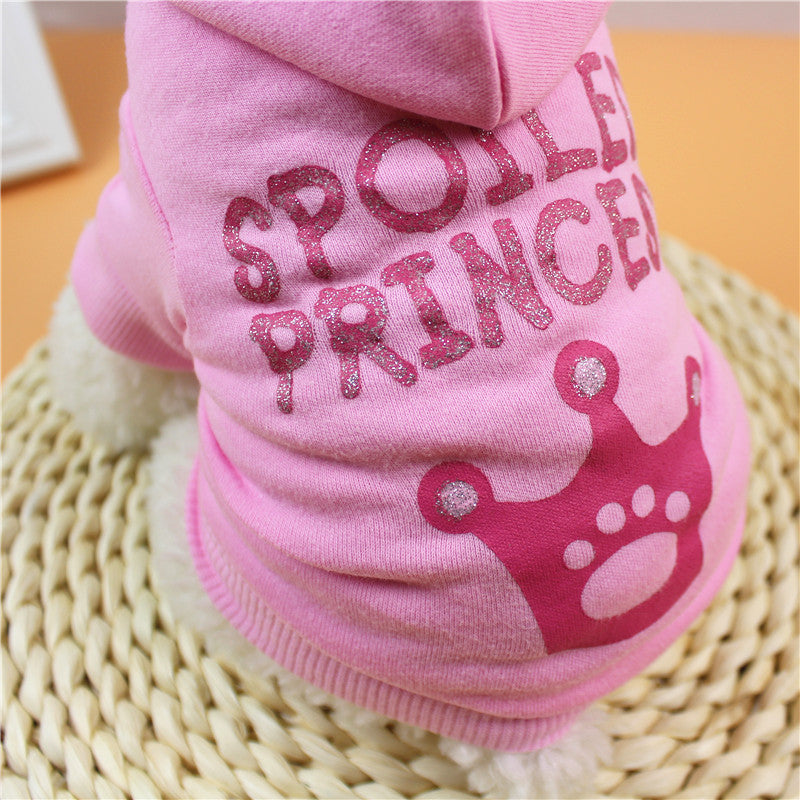 KFX-2570813 Pink Princess Hooded T-Shirt for Cats and Dogs, Cotton Material, Sizes XS-XL