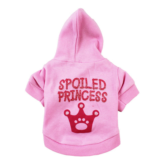 KFX-2570813 Pink Princess Hooded T-Shirt for Cats and Dogs, Cotton Material, Sizes XS-XL