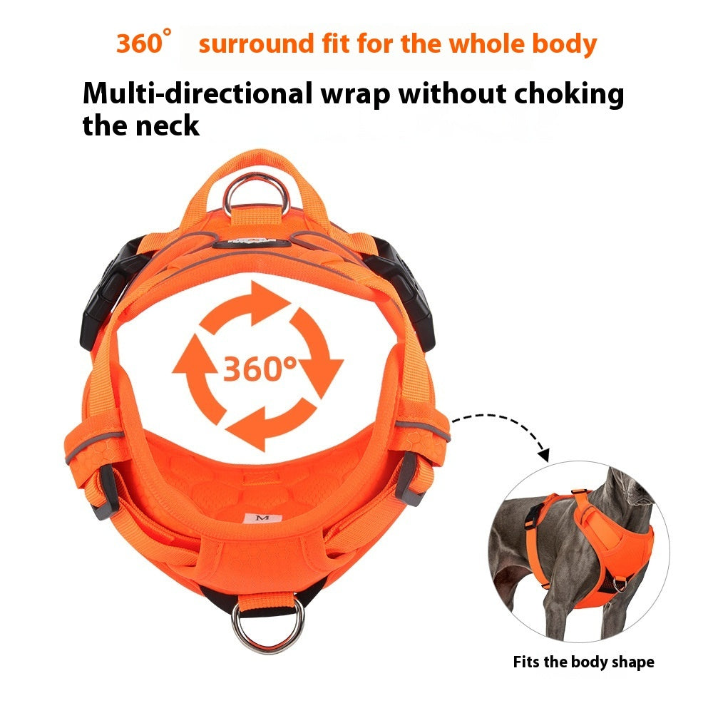 KFX-2571709 Reflective Oxford Cloth Dog Harness with Round Rope Design - Chest Strap Included