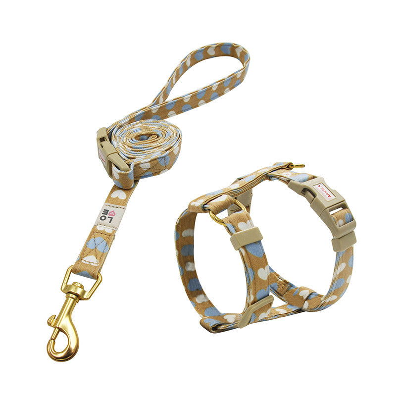 KFX-2572221 Bright Color Non-Stretch Cat and Dog Traction Rope with Adjustable Collar