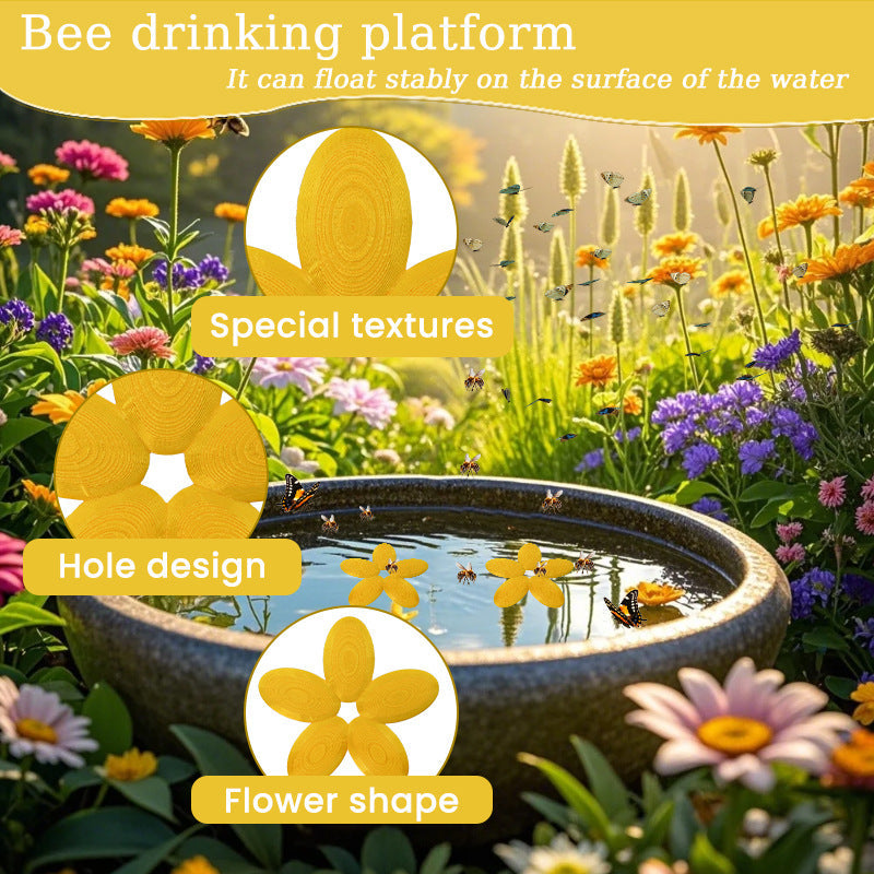 KFX-2572605 Yellow Plastic Insect Petal-Shaped Drinking Water Platform for Bees and Small Insects