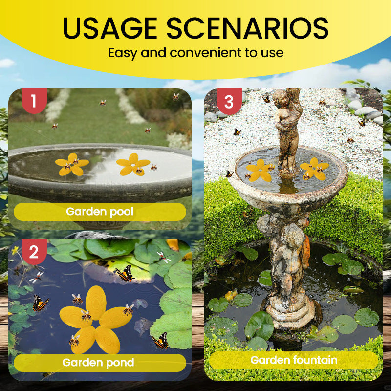 KFX-2572605 Yellow Plastic Insect Petal-Shaped Drinking Water Platform for Bees and Small Insects