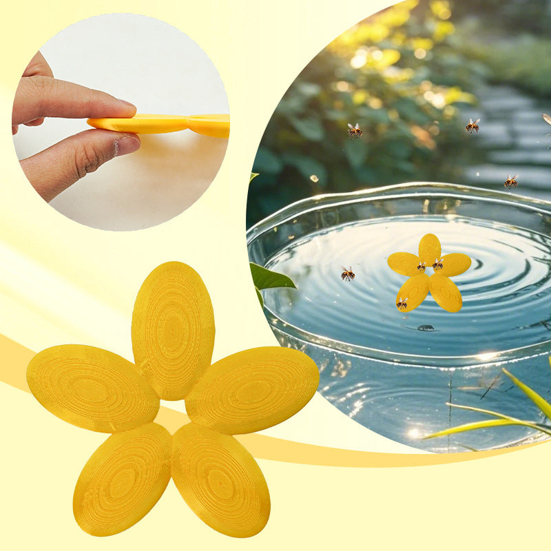 KFX-2572605 Yellow Plastic Insect Petal-Shaped Drinking Water Platform for Bees and Small Insects