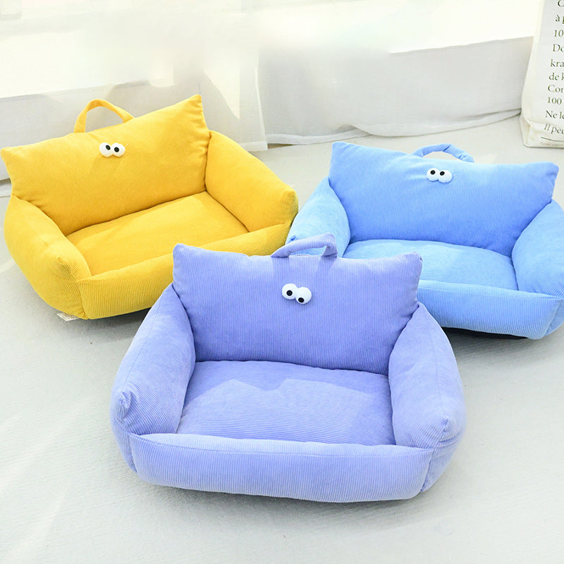 KFX-2575677 Cartoon Big Eye Nest - Winter Warm Pet Sleeping Mat for Small Dogs and Cats