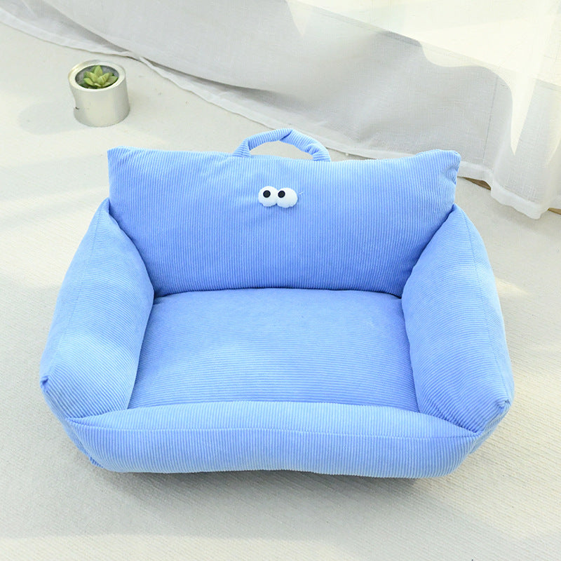 KFX-2575677 Cartoon Big Eye Nest - Winter Warm Pet Sleeping Mat for Small Dogs and Cats
