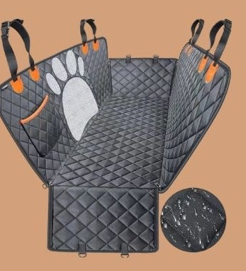 KFX-2577213 Three-in-One Travel Car Mat for Cats and Dogs - Machine Washable Black Cushion