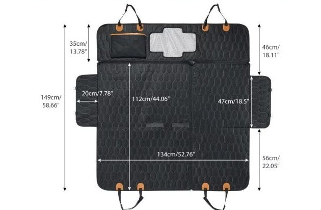 KFX-2577213 Three-in-One Travel Car Mat for Cats and Dogs - Machine Washable Black Cushion