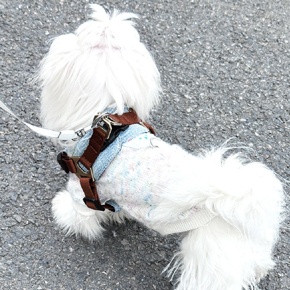 KFX-2577981 Vest Style Dog Harness with Traction Rope for Small to Medium Dogs, Nylon Anti-Bite Design in H03 Brown Color