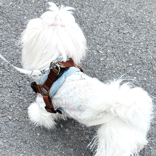 KFX-2577981 Vest Style Dog Harness with Traction Rope for Small to Medium Dogs, Nylon Anti-Bite Design in H03 Brown Color