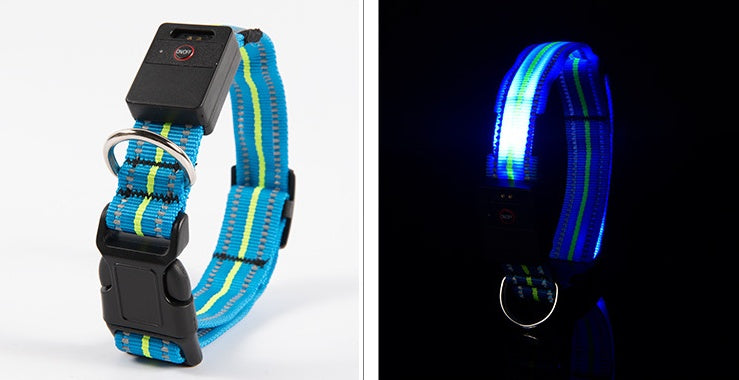 KFX-2580157 Waterproof Fiber Optic Magnetic Charging Pet Collar with Reflective Safety Modes