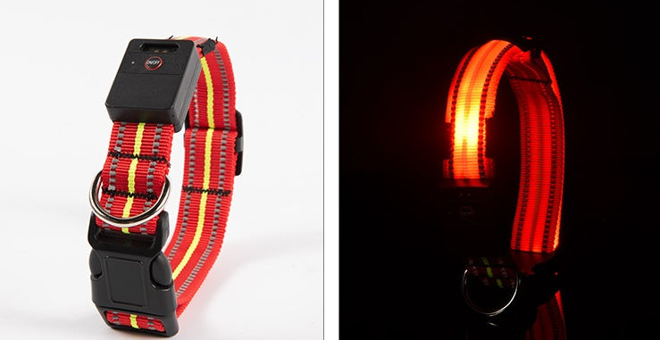 KFX-2580157 Waterproof Fiber Optic Magnetic Charging Pet Collar with Reflective Safety Modes