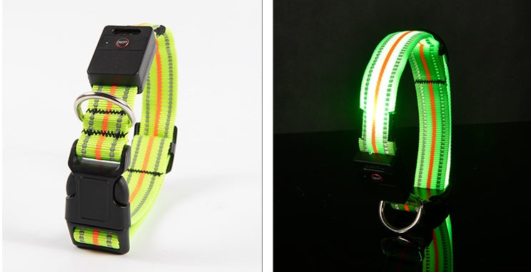 KFX-2580157 Waterproof Fiber Optic Magnetic Charging Pet Collar with Reflective Safety Modes