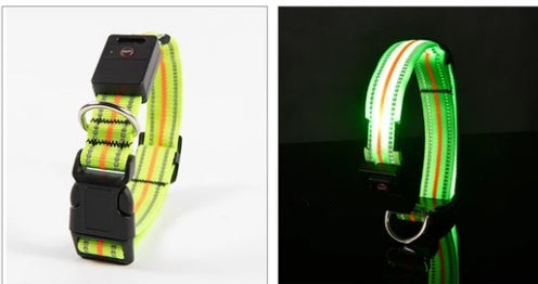 KFX-2580157 Waterproof Fiber Optic Magnetic Charging Pet Collar with Reflective Safety Modes