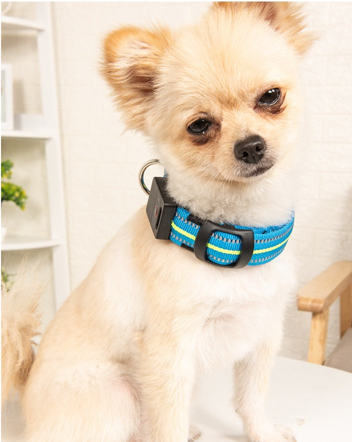 KFX-2580157 Waterproof Fiber Optic Magnetic Charging Pet Collar with Reflective Safety Modes