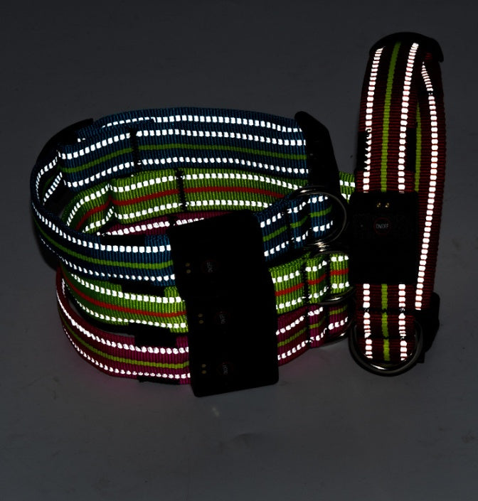 KFX-2580157 Waterproof Fiber Optic Magnetic Charging Pet Collar with Reflective Safety Modes