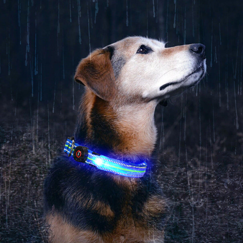 KFX-2580157 Waterproof Fiber Optic Magnetic Charging Pet Collar with Reflective Safety Modes