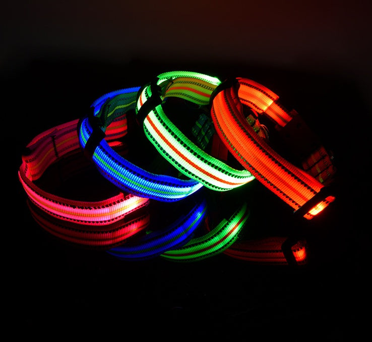 KFX-2580157 Waterproof Fiber Optic Magnetic Charging Pet Collar with Reflective Safety Modes