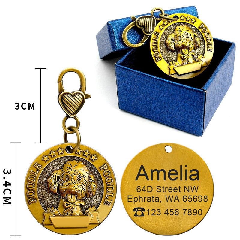 KFX-2580797 Custom Engraved Metal Dog ID Tag with Anti-Lost Features, Fits 18 Breeds