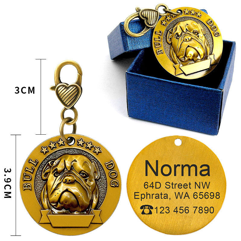 KFX-2580797 Custom Engraved Metal Dog ID Tag with Anti-Lost Features, Fits 18 Breeds